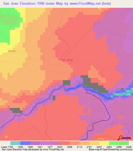 San Jose,Ecuador Elevation Map