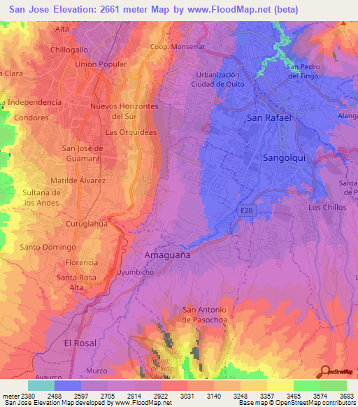 San Jose,Ecuador Elevation Map