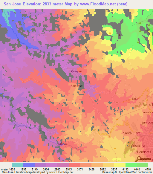 San Jose,Ecuador Elevation Map