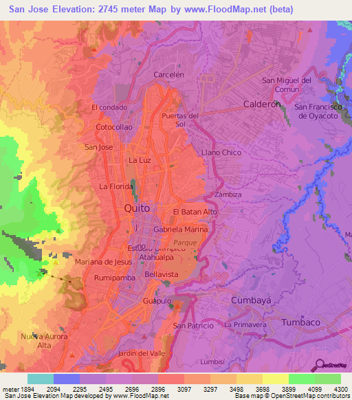 San Jose,Ecuador Elevation Map