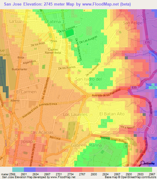 San Jose,Ecuador Elevation Map