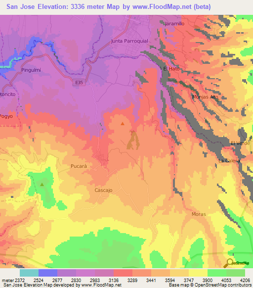 San Jose,Ecuador Elevation Map