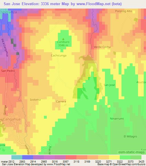 San Jose,Ecuador Elevation Map