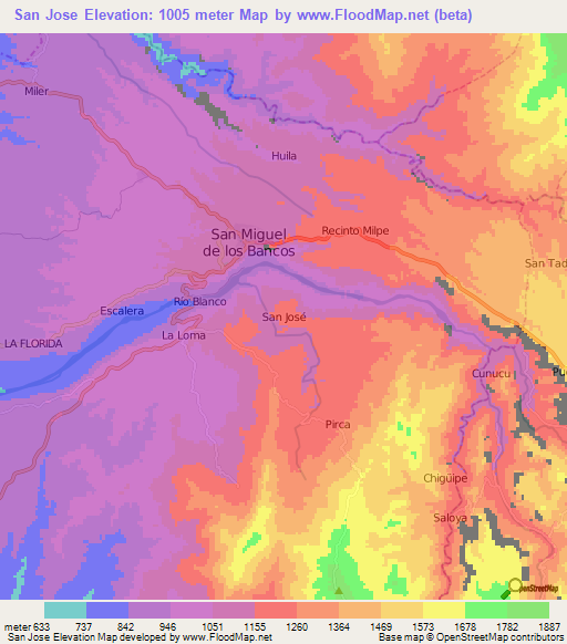 San Jose,Ecuador Elevation Map