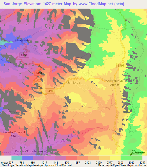 San Jorge,Ecuador Elevation Map