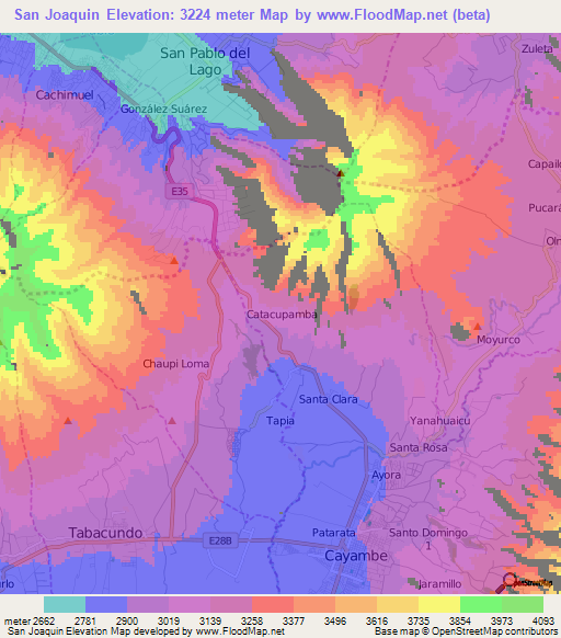 San Joaquin,Ecuador Elevation Map