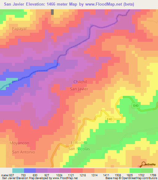 San Javier,Ecuador Elevation Map