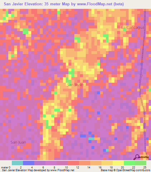 San Javier,Ecuador Elevation Map