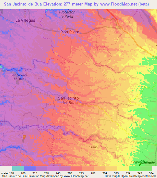 San Jacinto de Bua,Ecuador Elevation Map