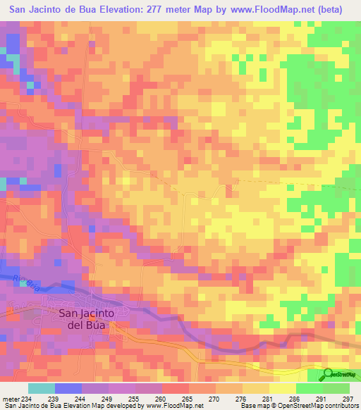 San Jacinto de Bua,Ecuador Elevation Map