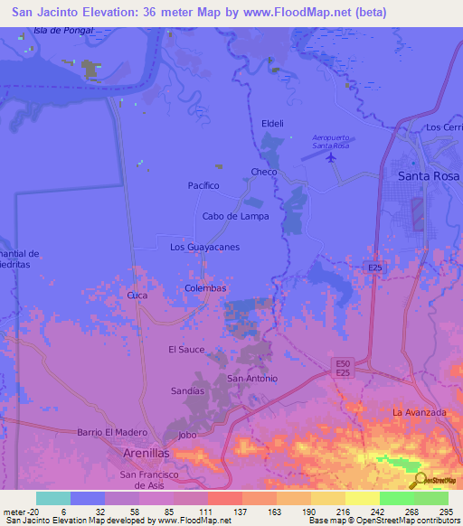 San Jacinto,Ecuador Elevation Map