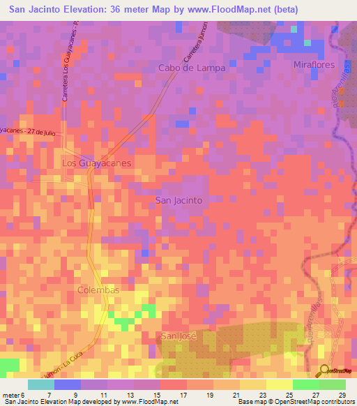 San Jacinto,Ecuador Elevation Map