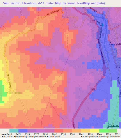 San Jacinto,Ecuador Elevation Map