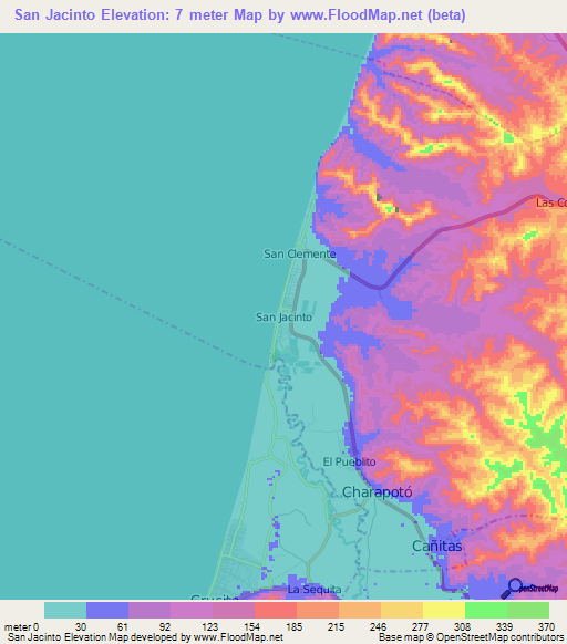 San Jacinto,Ecuador Elevation Map