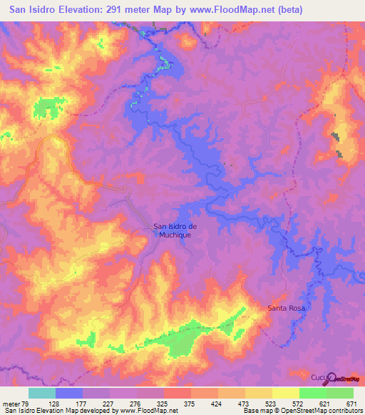 San Isidro,Ecuador Elevation Map