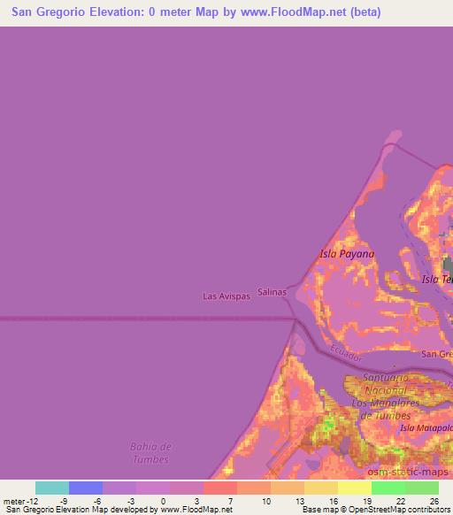 San Gregorio,Ecuador Elevation Map