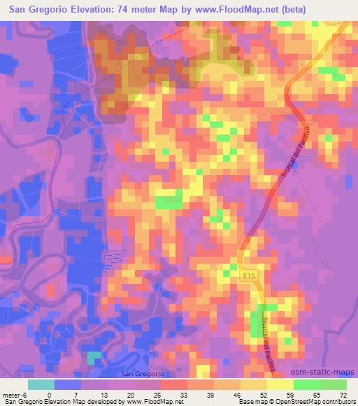 San Gregorio,Ecuador Elevation Map
