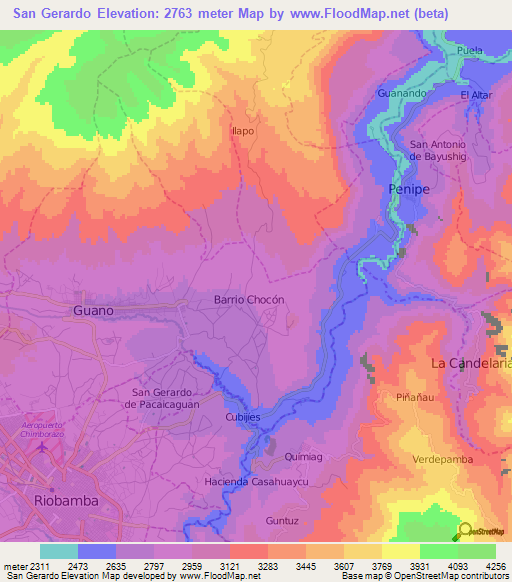 San Gerardo,Ecuador Elevation Map