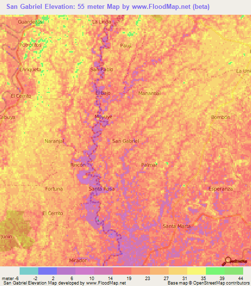 San Gabriel,Ecuador Elevation Map