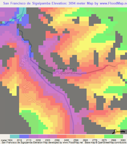 San Francisco de Sigsipamba,Ecuador Elevation Map