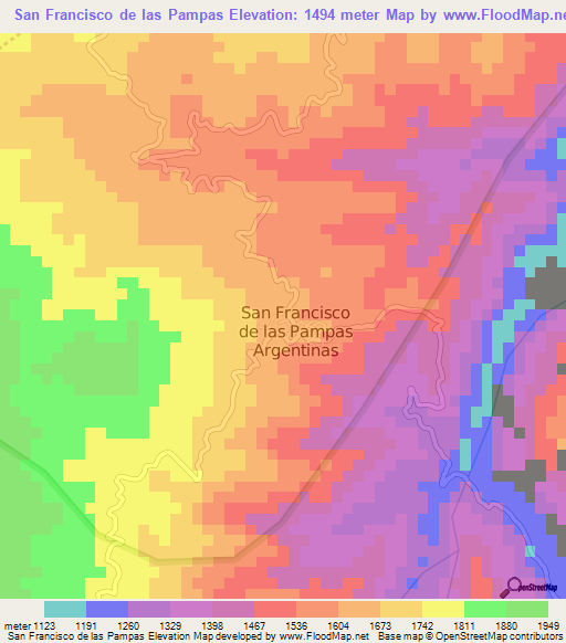 San Francisco de las Pampas,Ecuador Elevation Map