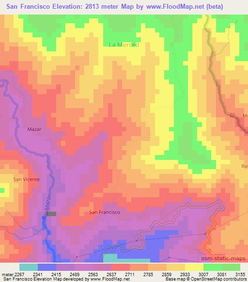 San Francisco,Ecuador Elevation Map