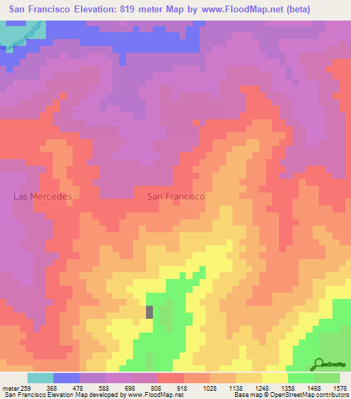 San Francisco,Ecuador Elevation Map