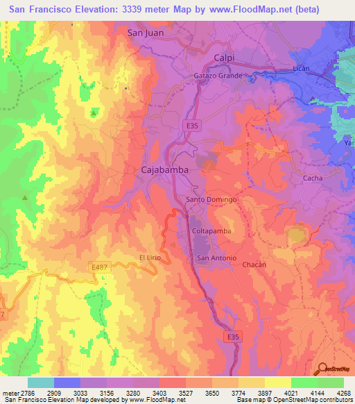 San Francisco,Ecuador Elevation Map