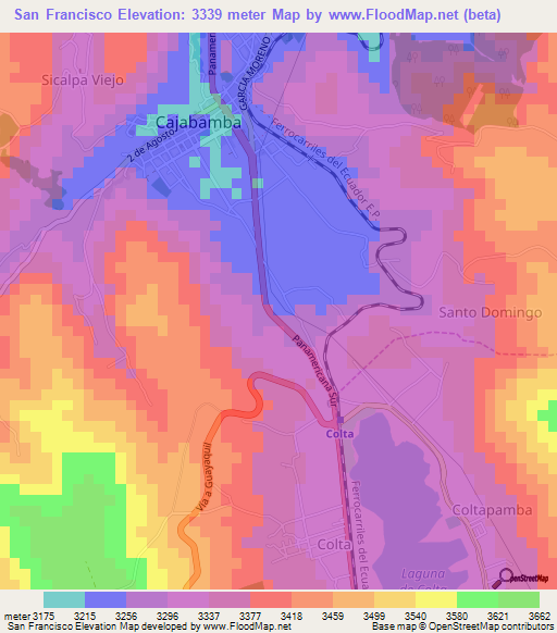 San Francisco,Ecuador Elevation Map