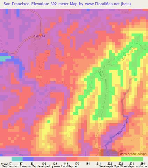 San Francisco,Ecuador Elevation Map