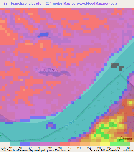 San Francisco,Ecuador Elevation Map