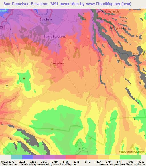 San Francisco,Ecuador Elevation Map