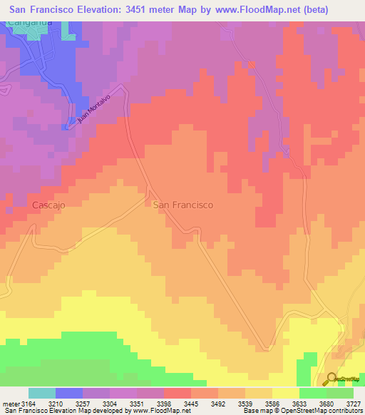 San Francisco,Ecuador Elevation Map