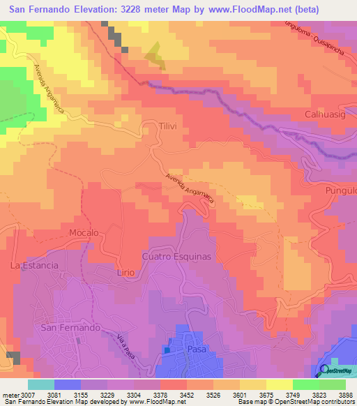 San Fernando,Ecuador Elevation Map