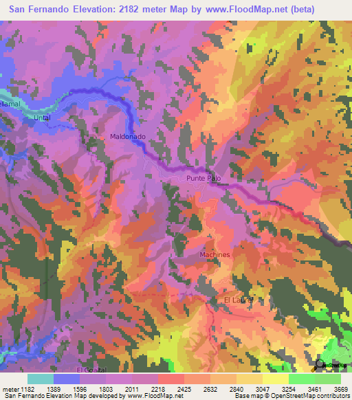 San Fernando,Ecuador Elevation Map