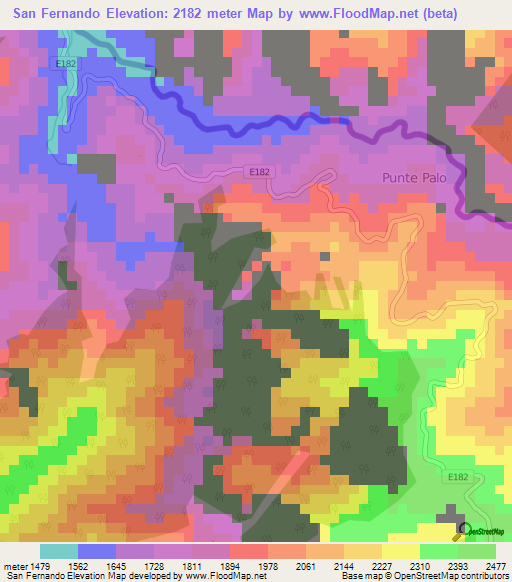 San Fernando,Ecuador Elevation Map