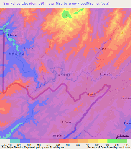 San Felipe,Ecuador Elevation Map