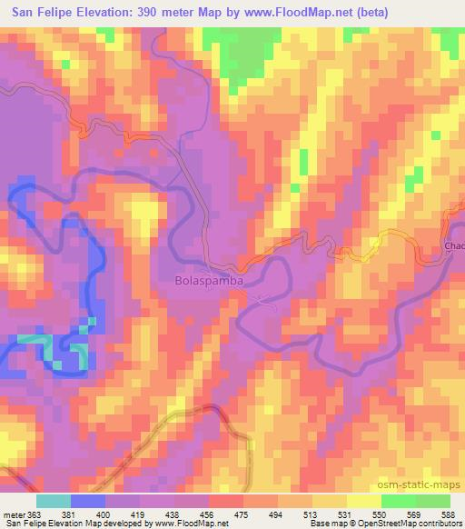 San Felipe,Ecuador Elevation Map