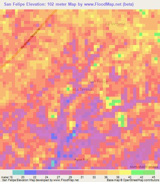 San Felipe,Ecuador Elevation Map