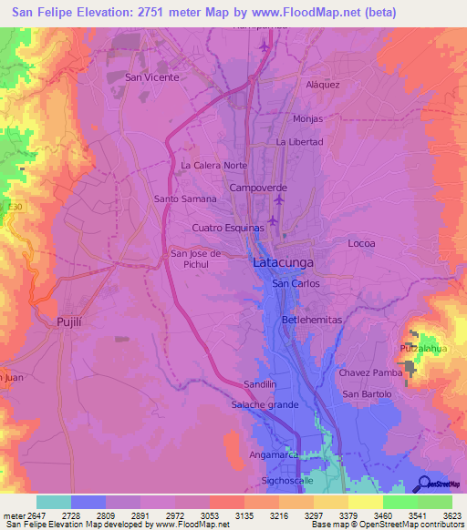 San Felipe,Ecuador Elevation Map