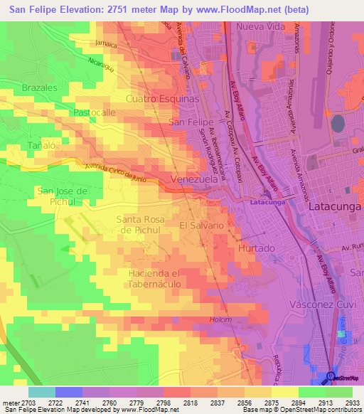 San Felipe,Ecuador Elevation Map