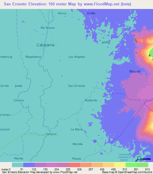 San Ernesto,Ecuador Elevation Map