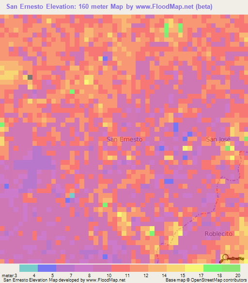 San Ernesto,Ecuador Elevation Map