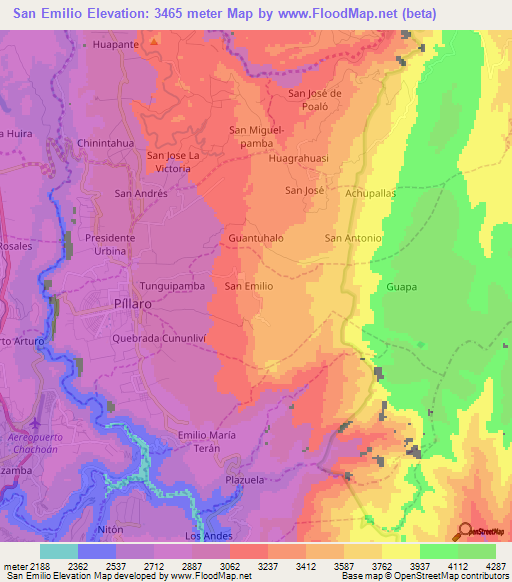 San Emilio,Ecuador Elevation Map