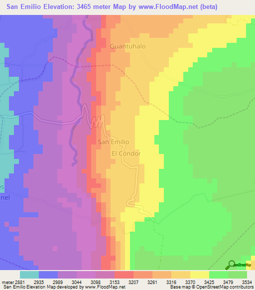 San Emilio,Ecuador Elevation Map