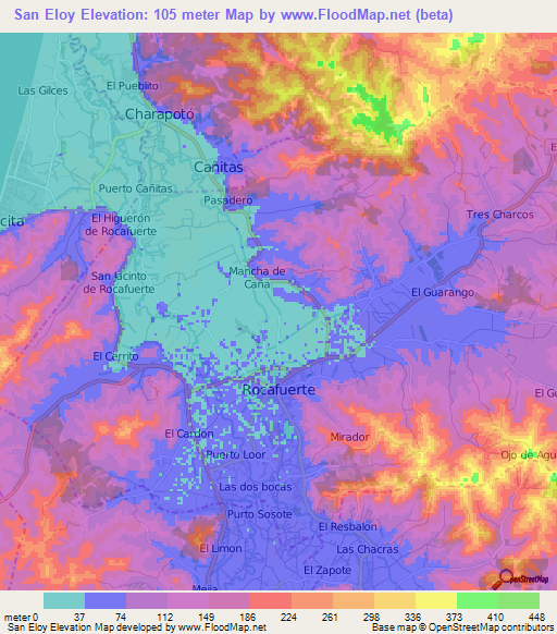 San Eloy,Ecuador Elevation Map