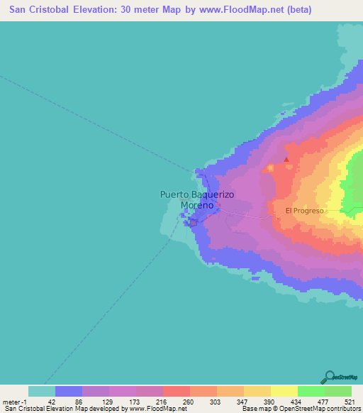 San Cristobal,Ecuador Elevation Map