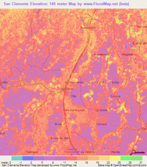 San Clemente,Ecuador Elevation Map