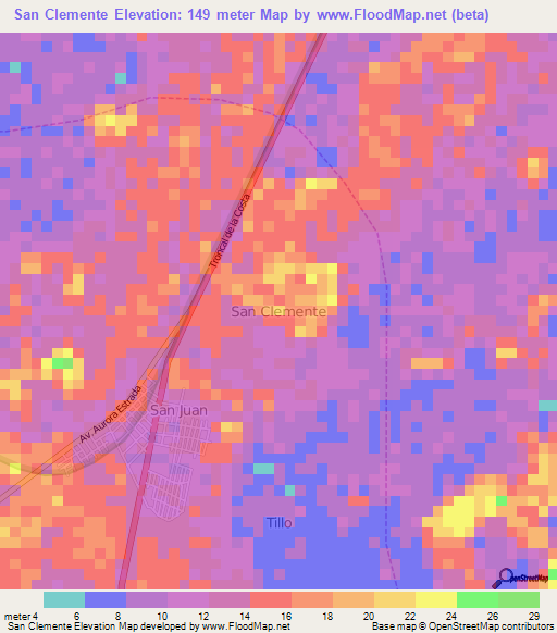 San Clemente,Ecuador Elevation Map