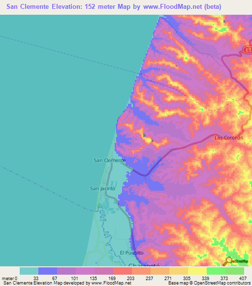 San Clemente,Ecuador Elevation Map